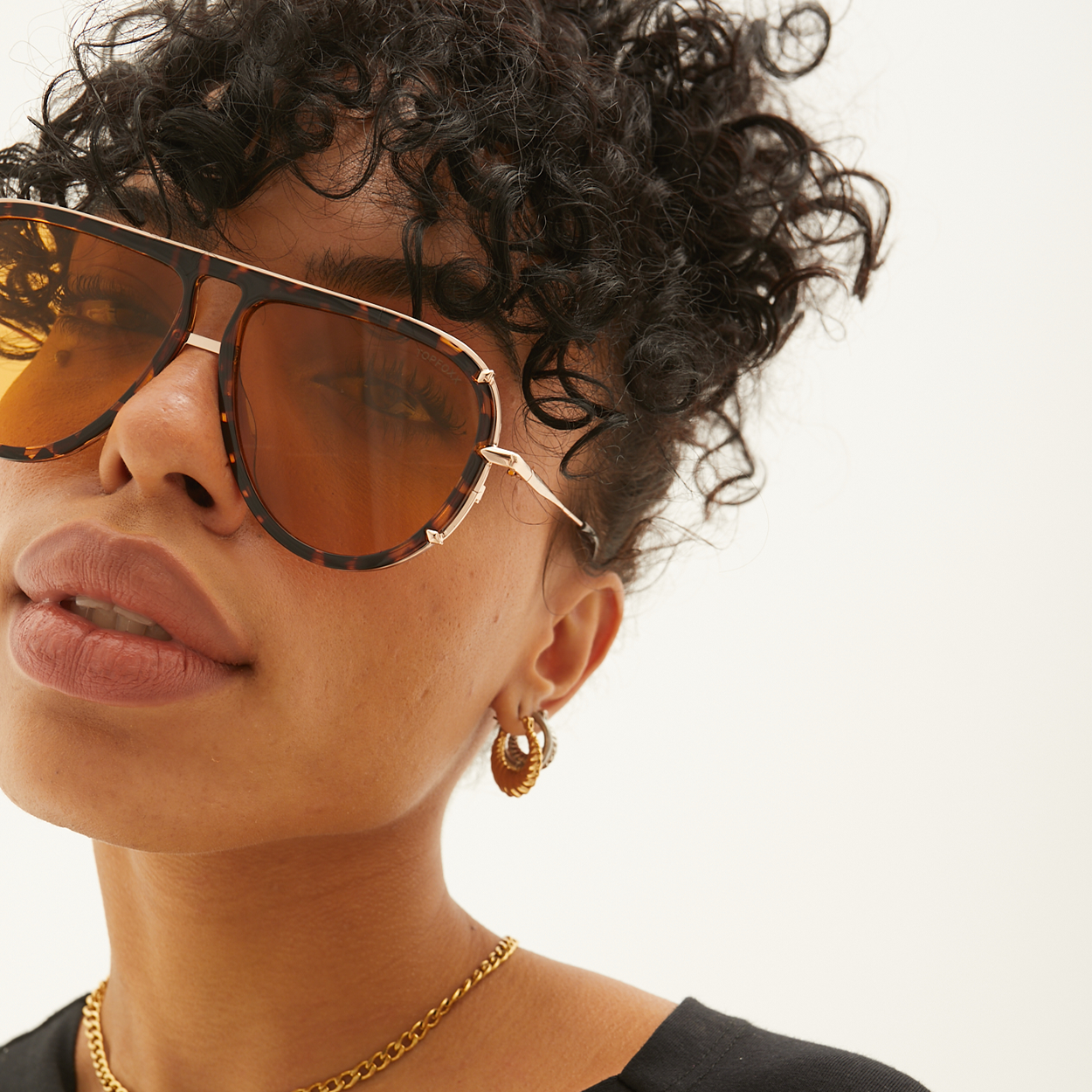 TopFoxx Ivy Luxe Yellow Tangle-Free Round Aviator Sunglasses