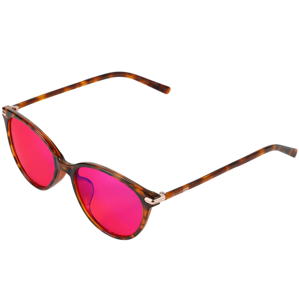 Blue Light Glasses by Sleep ZM, Night-timeMax Jen Tortoise light blocking glasses with tortoise shell frames and clear lenses.