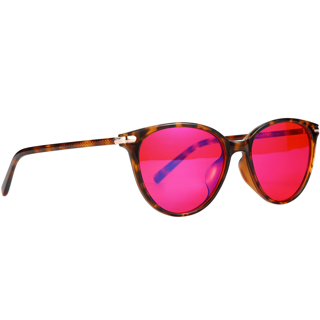 Blue Light Glasses by Sleep ZM Night-timeMax Jen Tortoise light blocking glasses on a clear background.