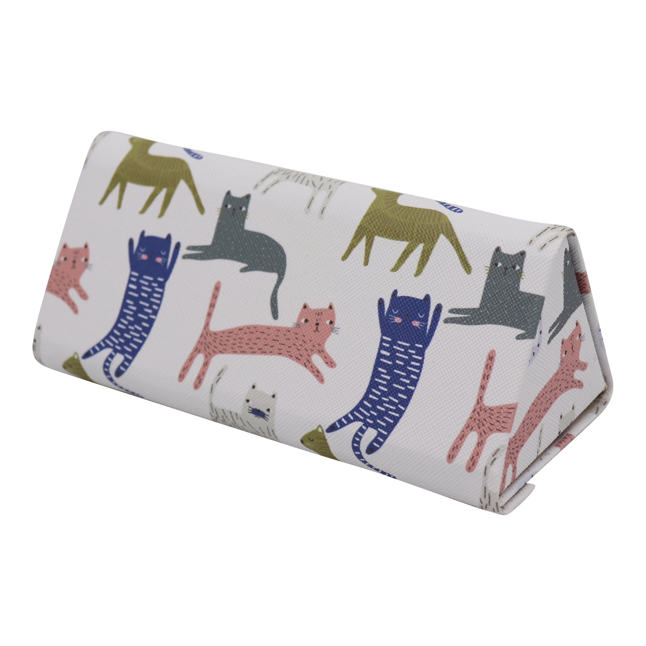 Indie Cat Print Vegan Leather Glasses Case