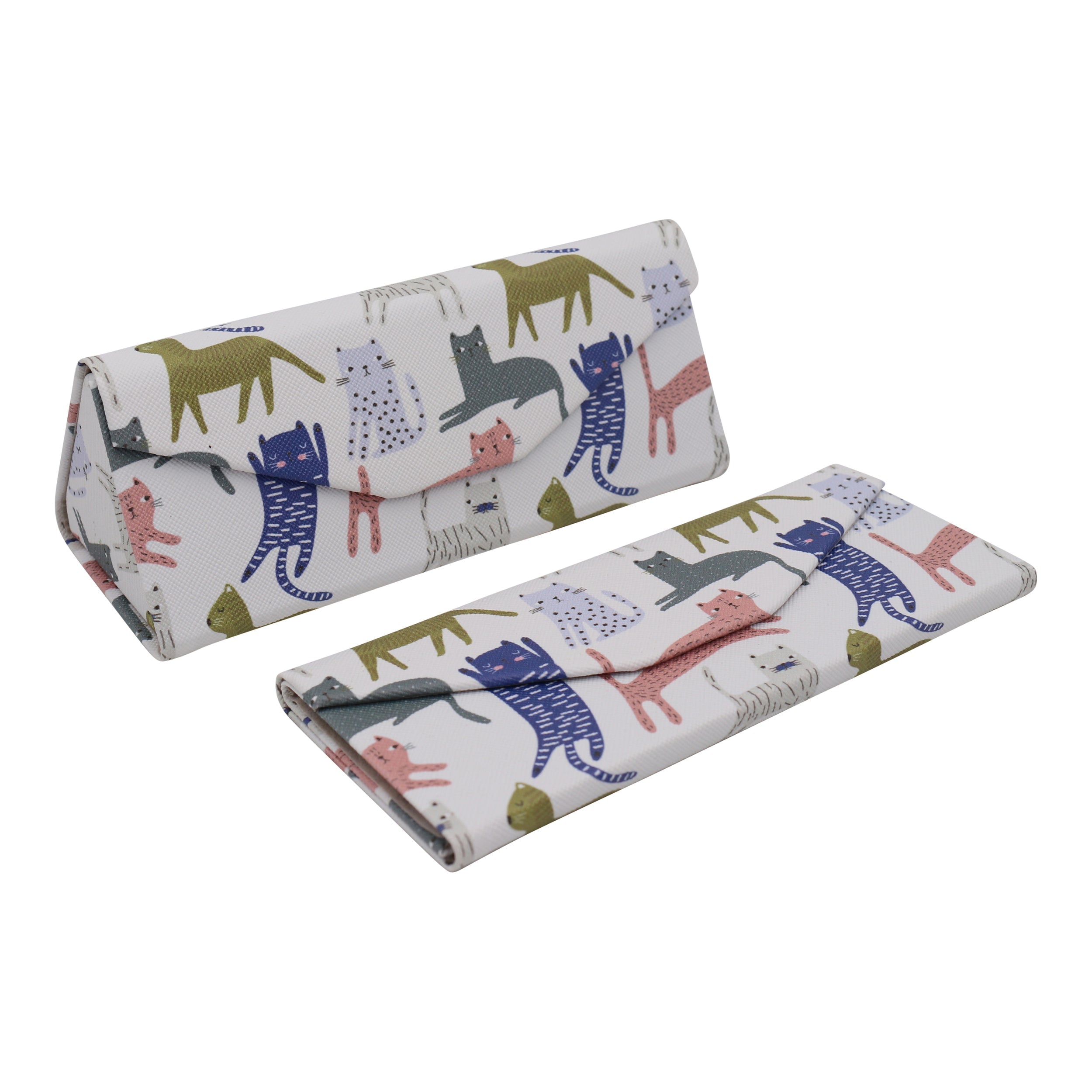 Indie Cat Print Vegan Leather Glasses Case