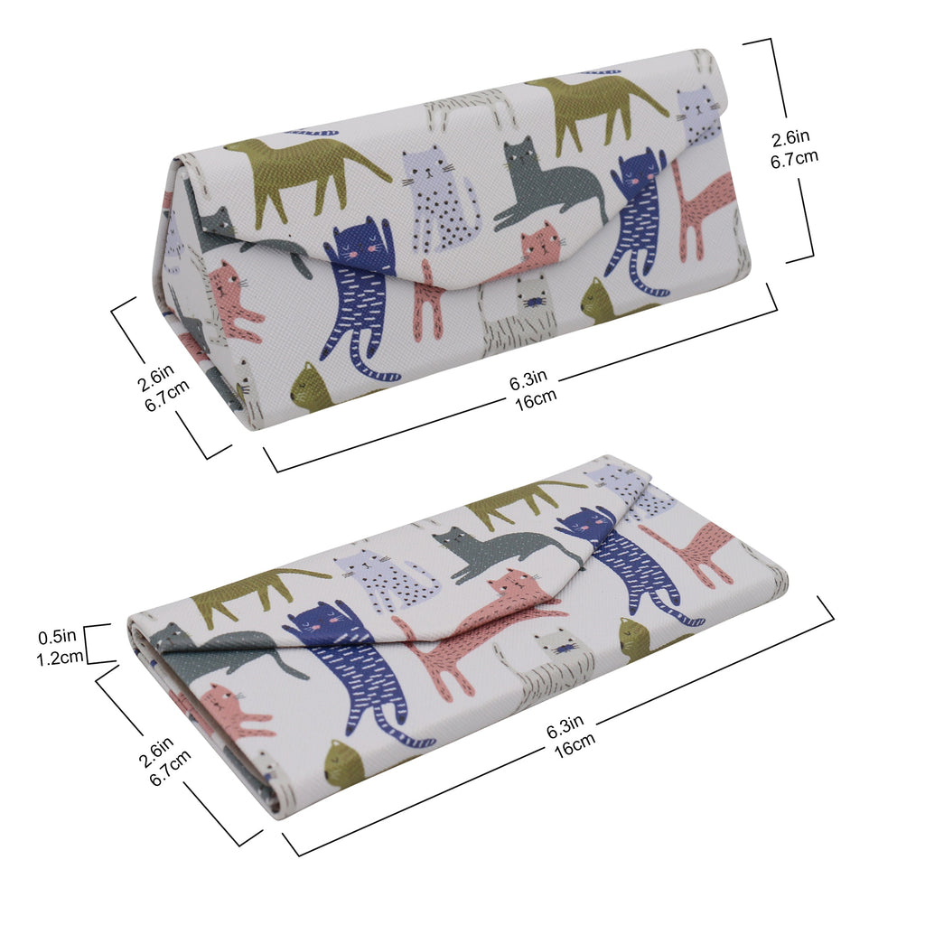 Indie Cat Print Vegan Leather Glasses Case