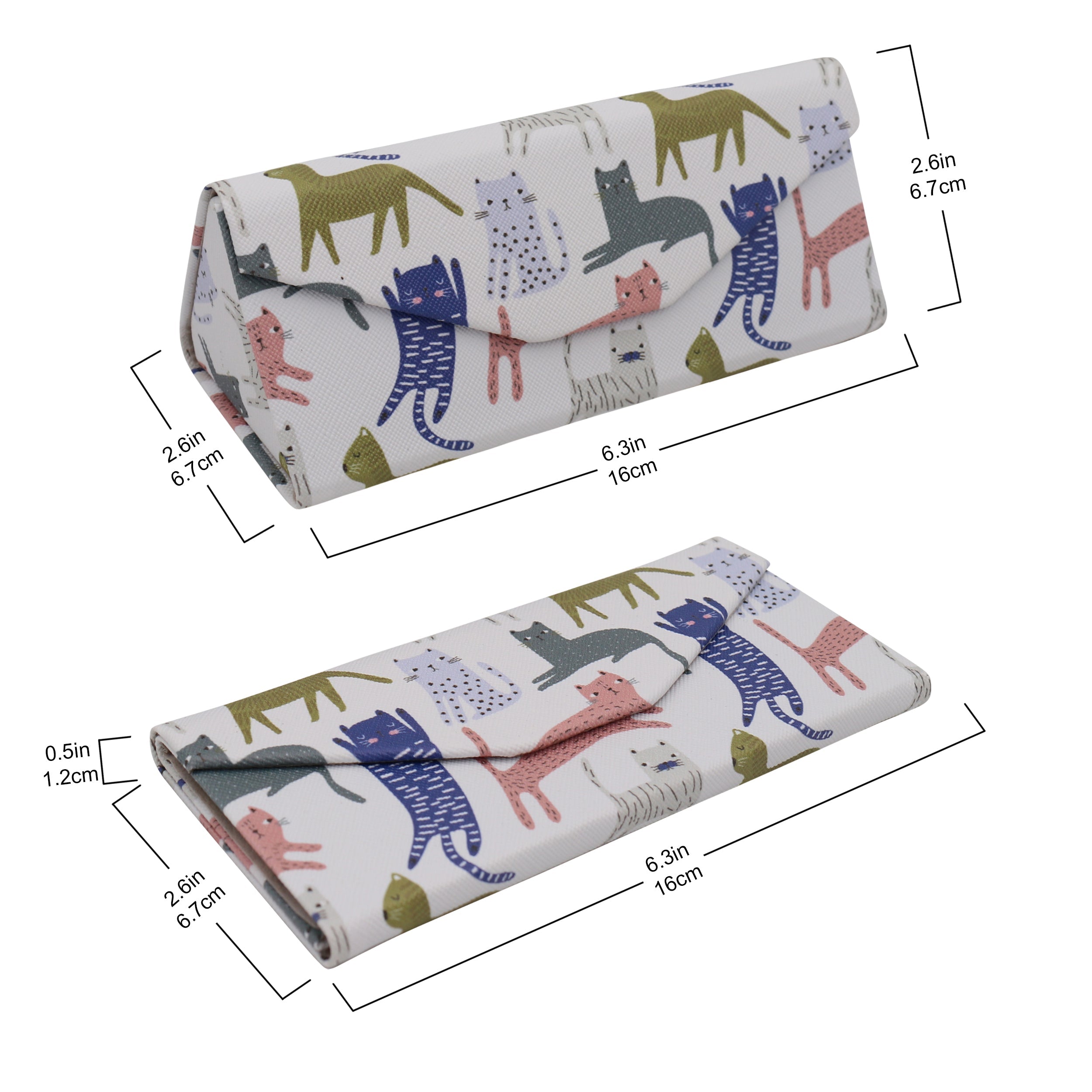 Indie Cat Print Vegan Leather Glasses Case