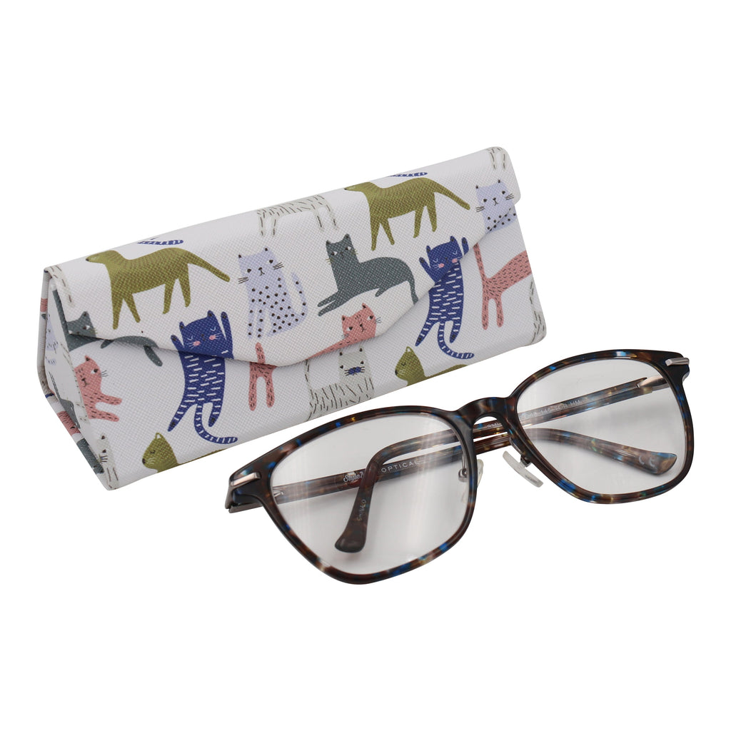 Indie Cat Print Vegan Leather Glasses Case