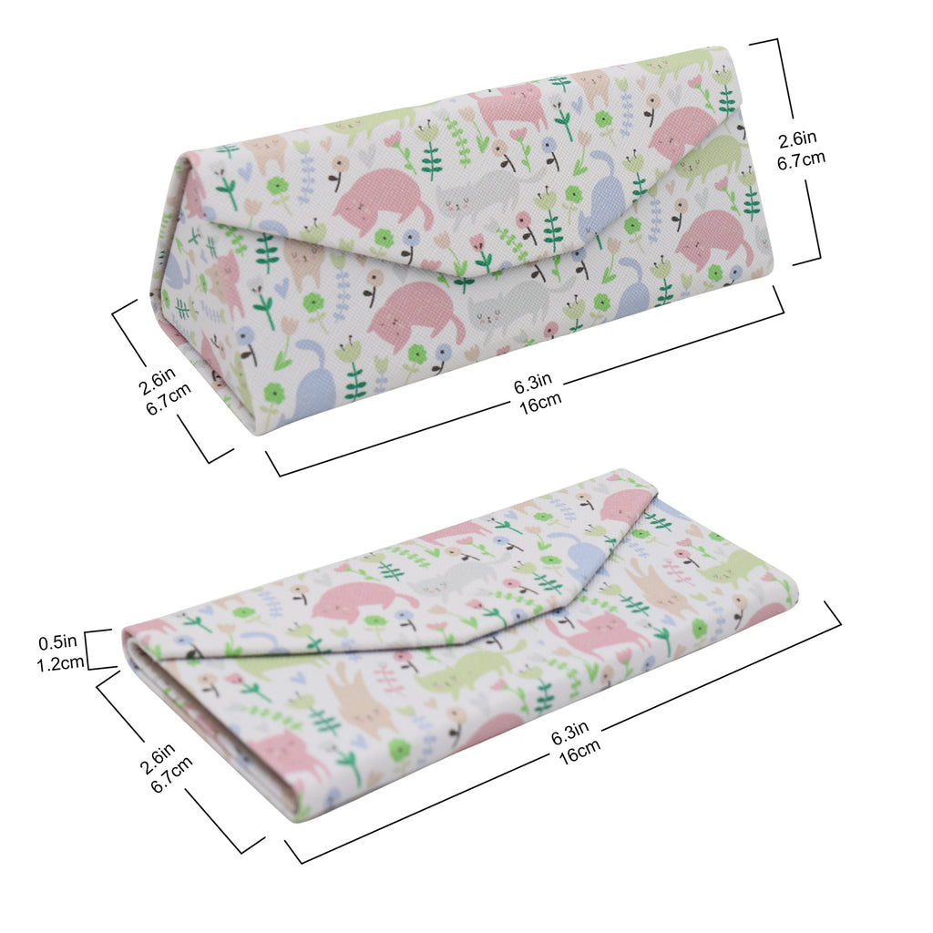 Cat Print Vegan Leather Glasses Case