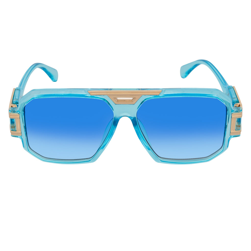 Legend Retro Flat Top Sunglasses – Clear Blue / Blue Fade