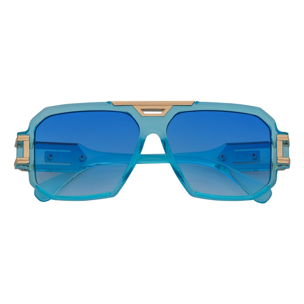 Legend Retro Flat Top Sunglasses – Clear Blue / Blue Fade