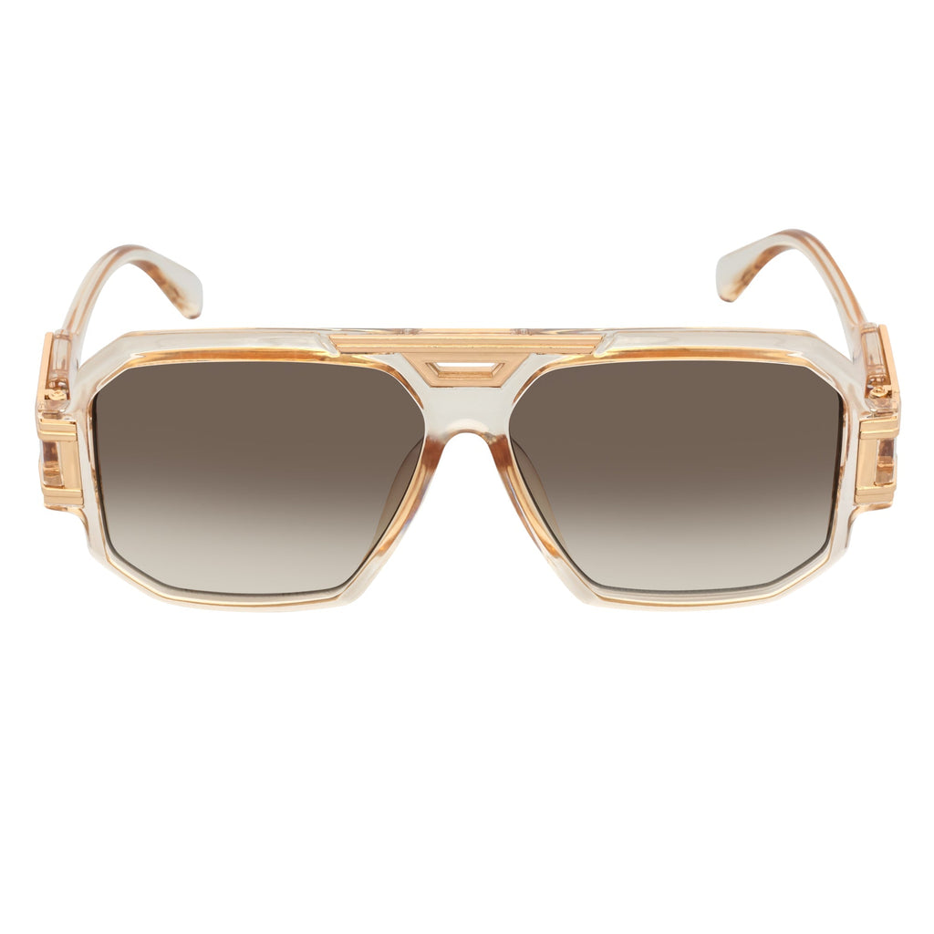 Legend Retro Flat Top Sunglasses – Clear Tan / Amber Fade