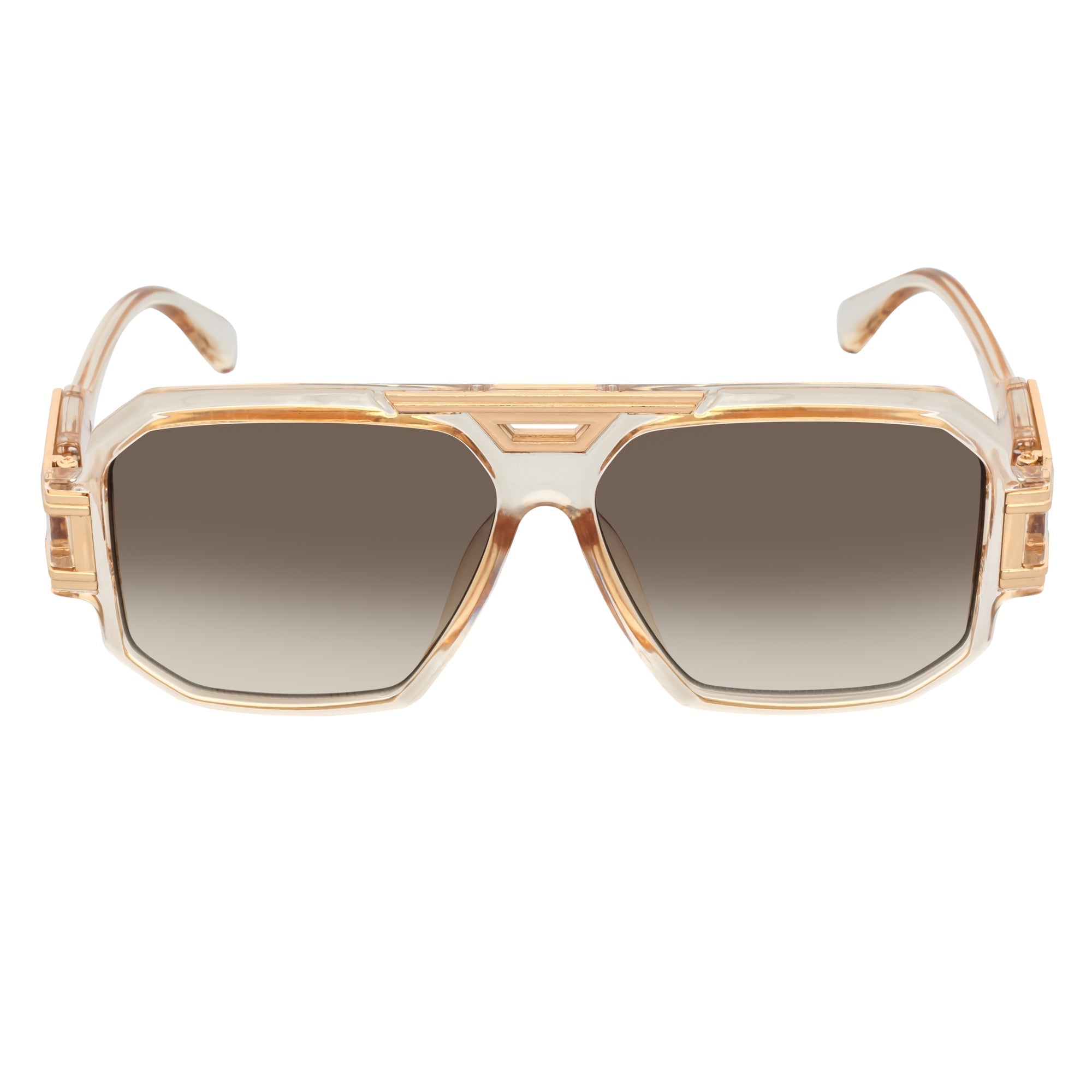 Legend Retro Flat Top Sunglasses – Clear Tan / Amber Fade