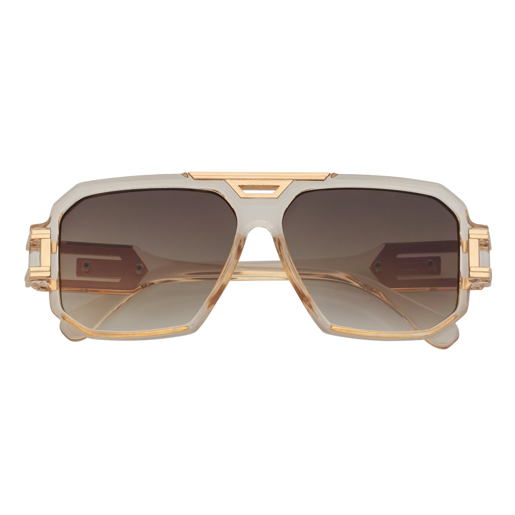 Legend Retro Flat Top Sunglasses – Clear Tan / Amber Fade