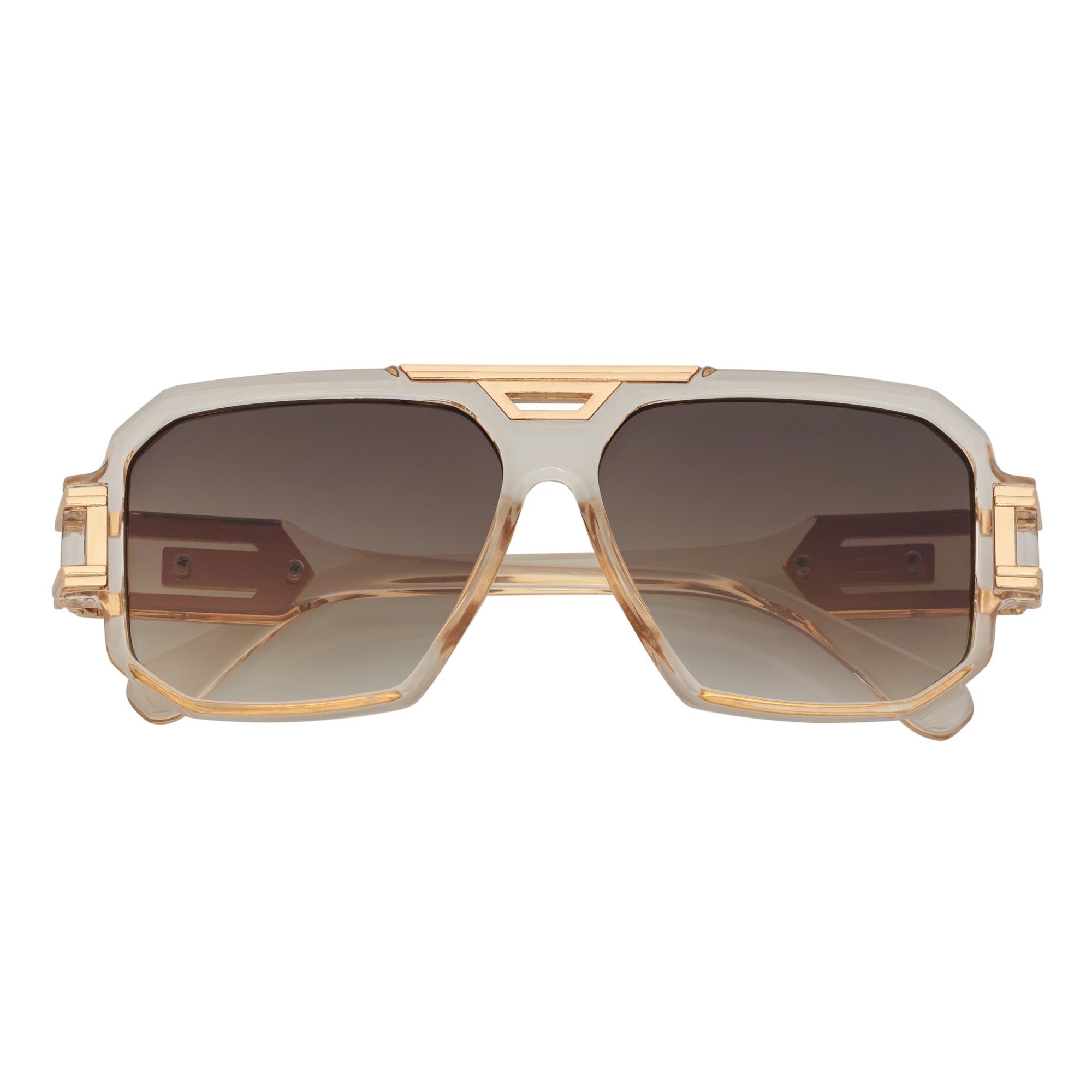 Legend Retro Flat Top Sunglasses – Clear Tan / Amber Fade