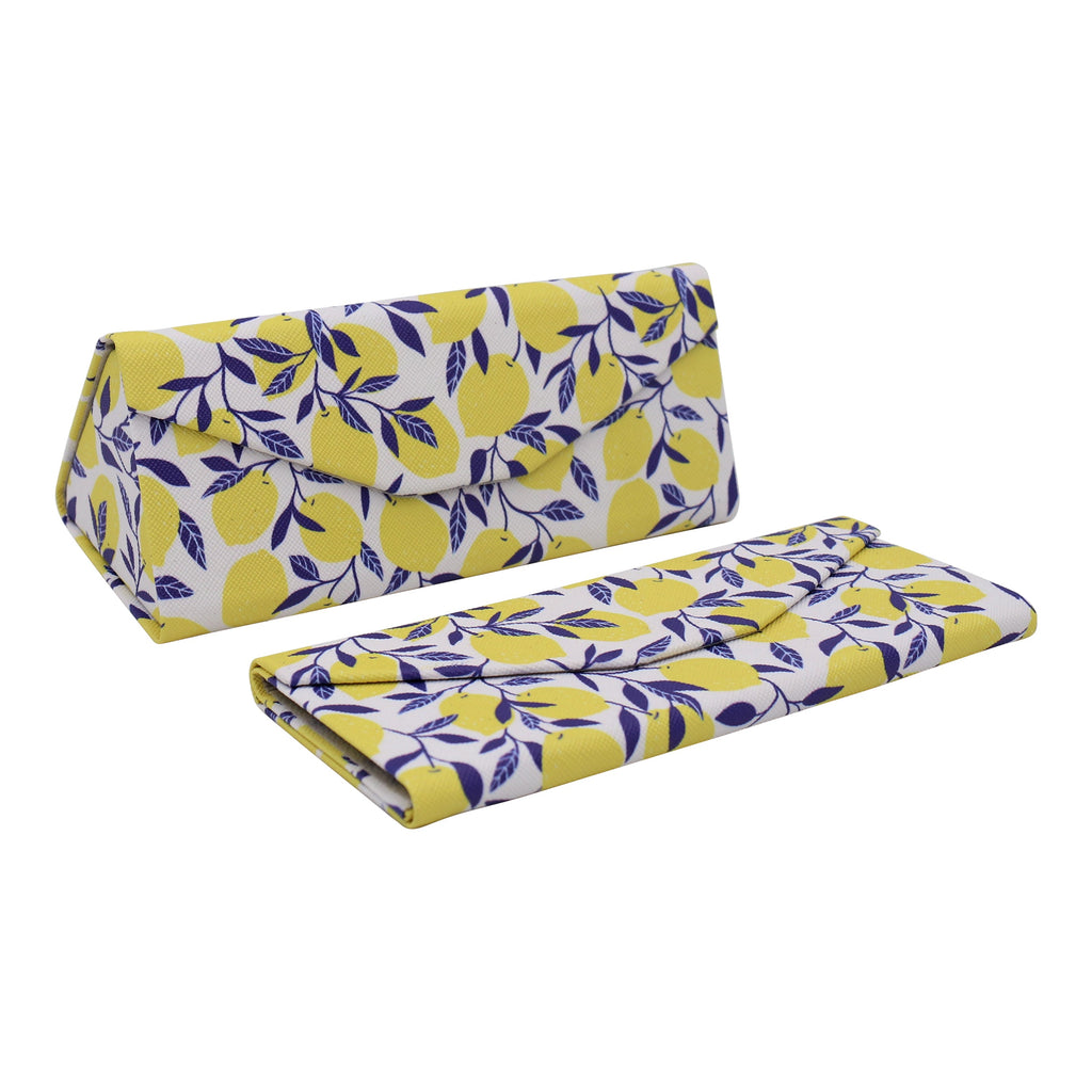 Lemon Print Vegan Leather Glasses Case