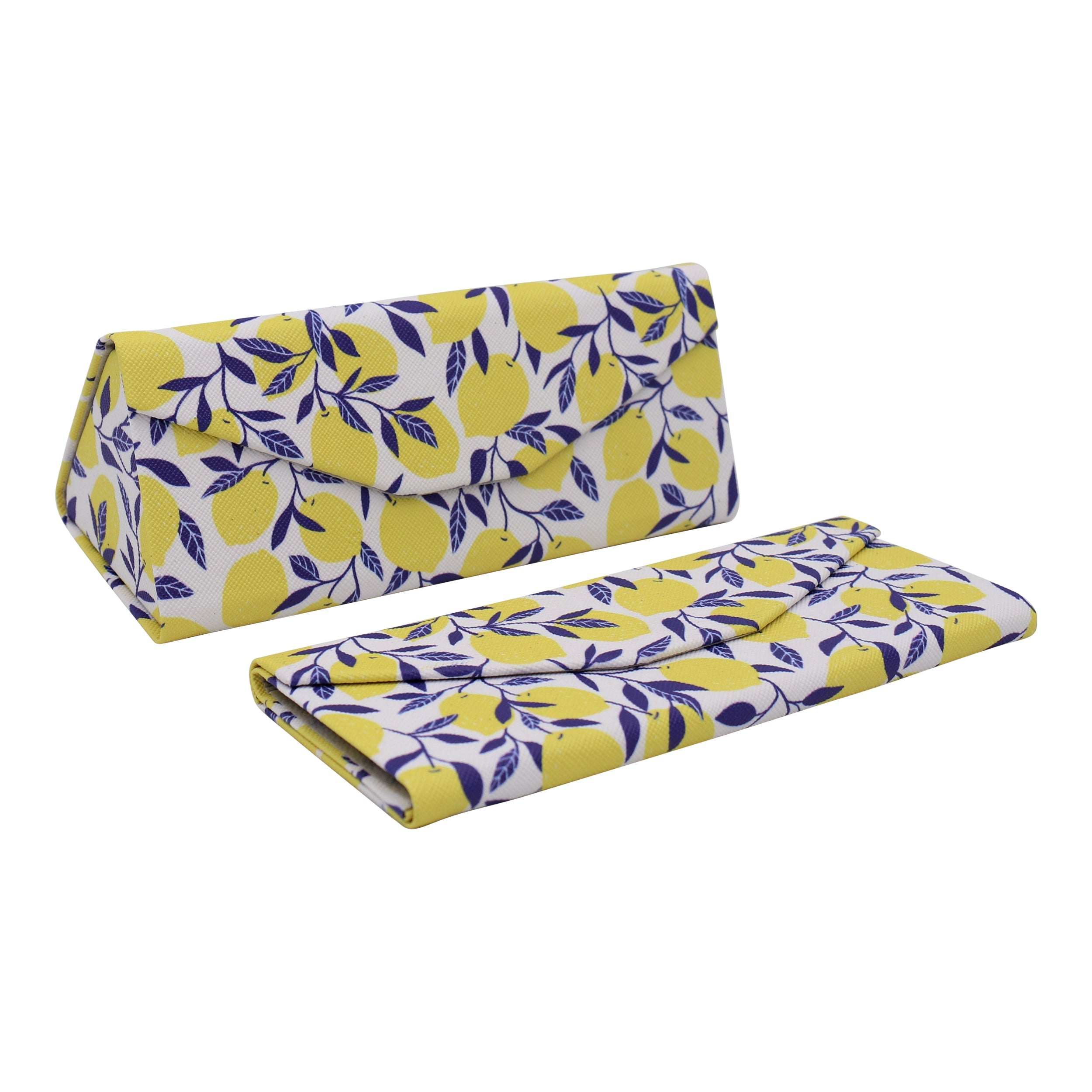 Lemon Print Vegan Leather Glasses Case