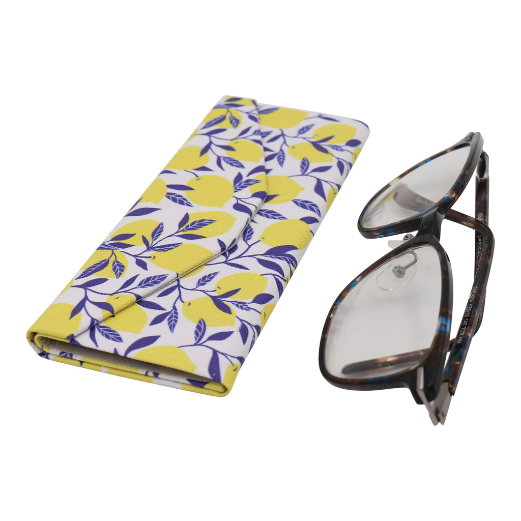 Lemon Print Vegan Leather Glasses Case