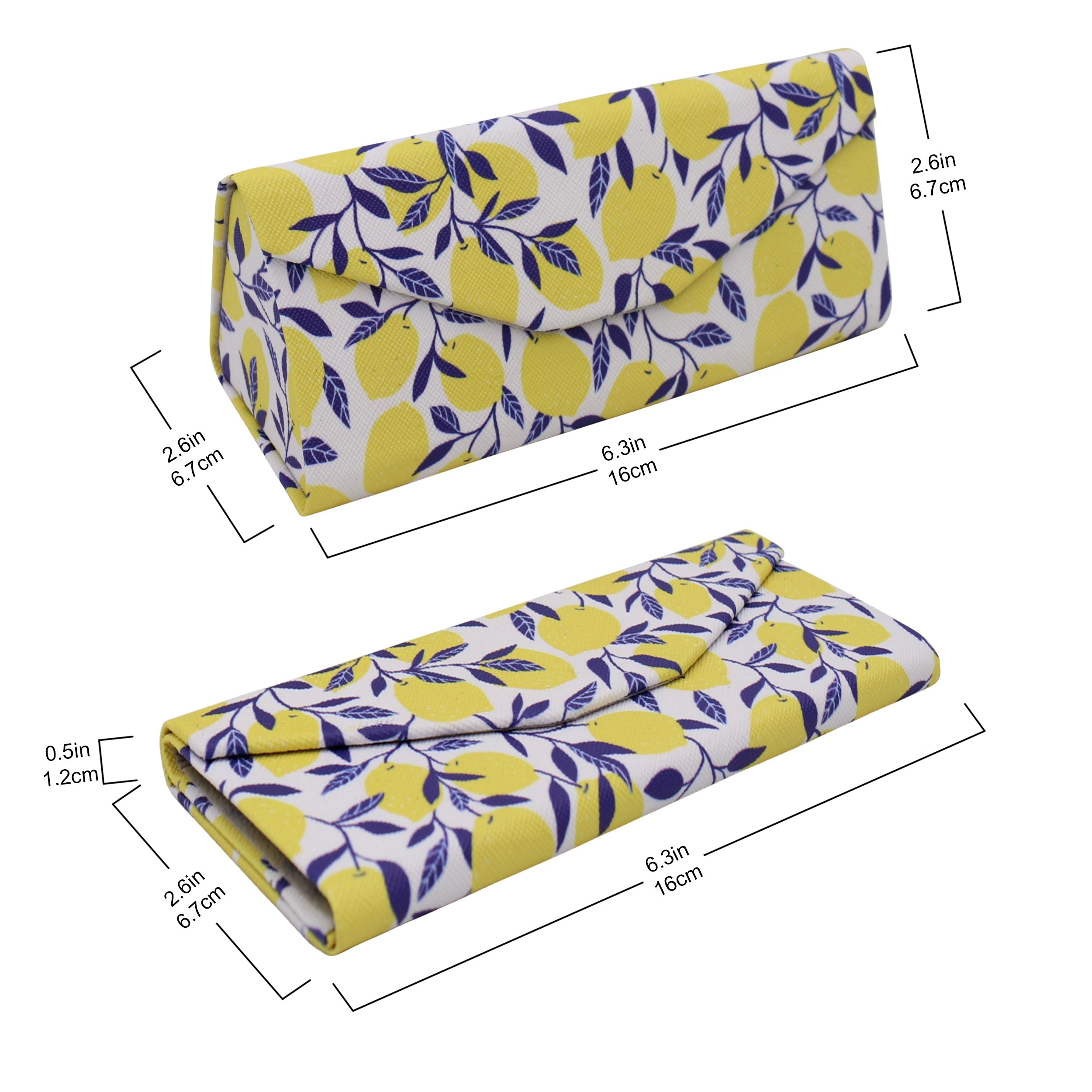 Lemon Print Vegan Leather Glasses Case
