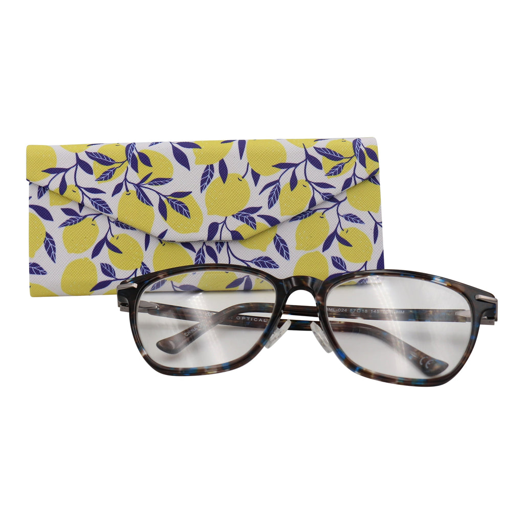 Lemon Print Vegan Leather Glasses Case