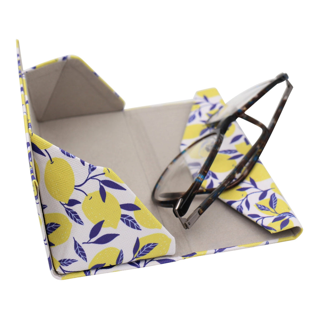 Lemon Print Vegan Leather Glasses Case