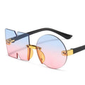 Stevvex rimless, irregular polygon sunglasses for men, women, and kids with oversized, frameless design and stylish appearance.