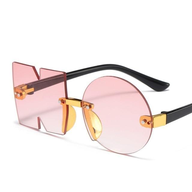 Stevvex rimless, irregular polygon sunglasses for men, women, and kids featuring oversized, fashionable frameless design.