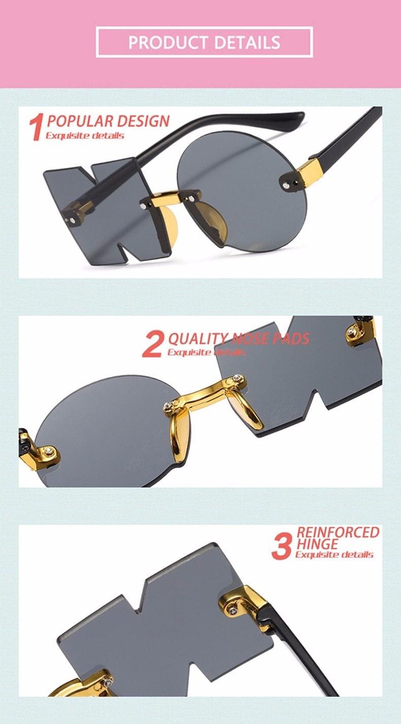 Stylish rimless polygon sunglasses by Stevvex for men, women, and kids with an irregular, oversized, frameless design.