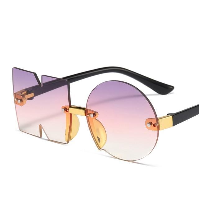 Stevvex rimless polygon sunglasses with irregular design, suitable for men, women, and kids, fashionable and oversized.