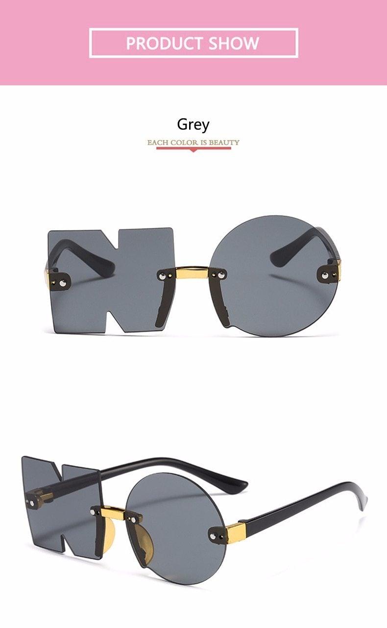 Stylish rimless polygon sunglasses by Stevvex for men, women, and kids, featuring an irregular, oversized, frameless design.