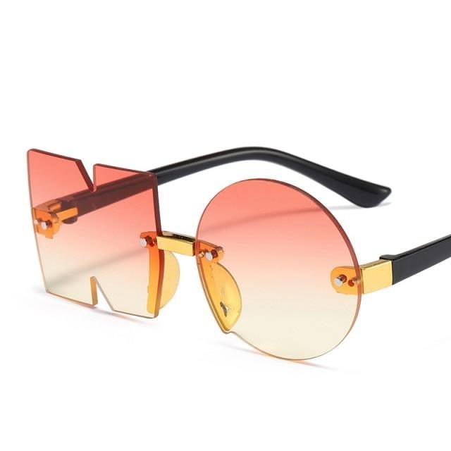 Stevvex rimless polygon sunglasses for men, women, and kids with irregular, oversized, frameless design, fashionable and lightweight.