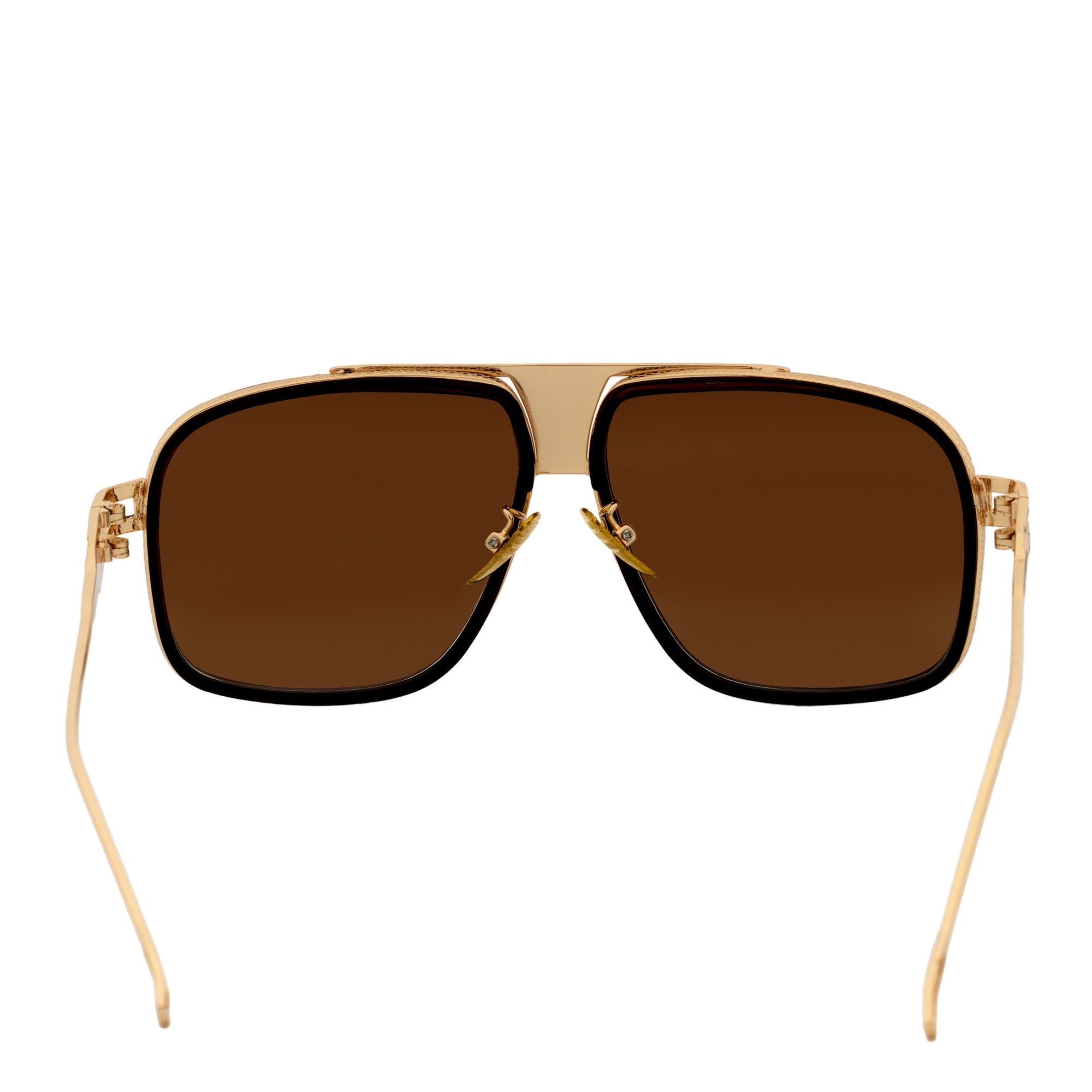 MAC Square Aviator Sunglasses – Black Gold / Blue Mirror