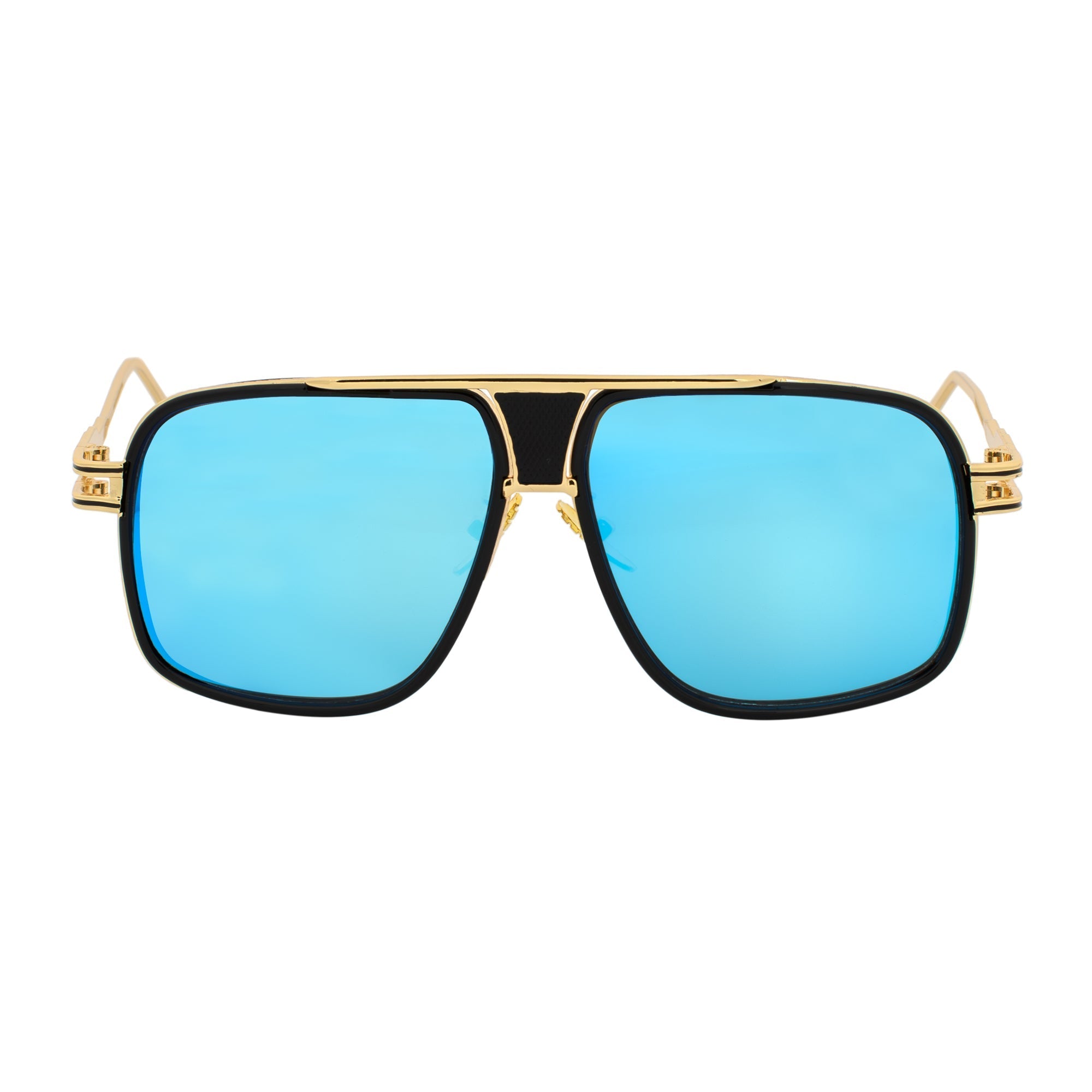 MAC Square Aviator Sunglasses – Black Gold / Blue Mirror