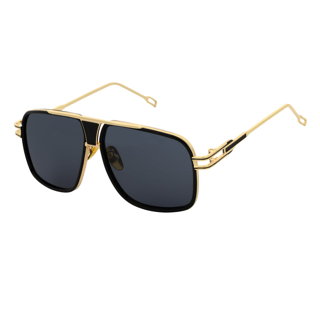 MAC Square Aviator Sunglasses – Black Gold / Dark Smoke