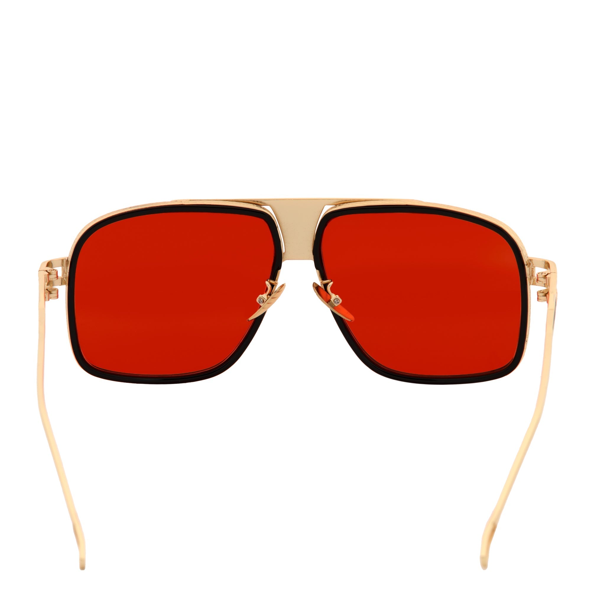 MAC Square Aviator Sunglasses – Black Gold / Red Lens