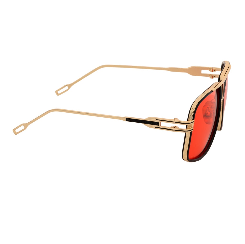 MAC Square Aviator Sunglasses – Black Gold / Red Lens