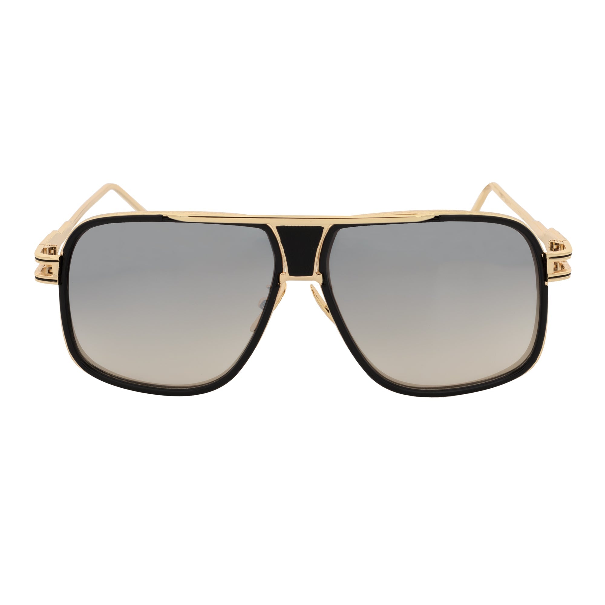 MAC Square Aviator Sunglasses – Black Gold / Silver Mirror