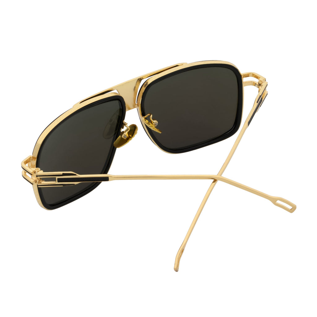 MAC Square Aviator Sunglasses – Black Gold / Silver Mirror