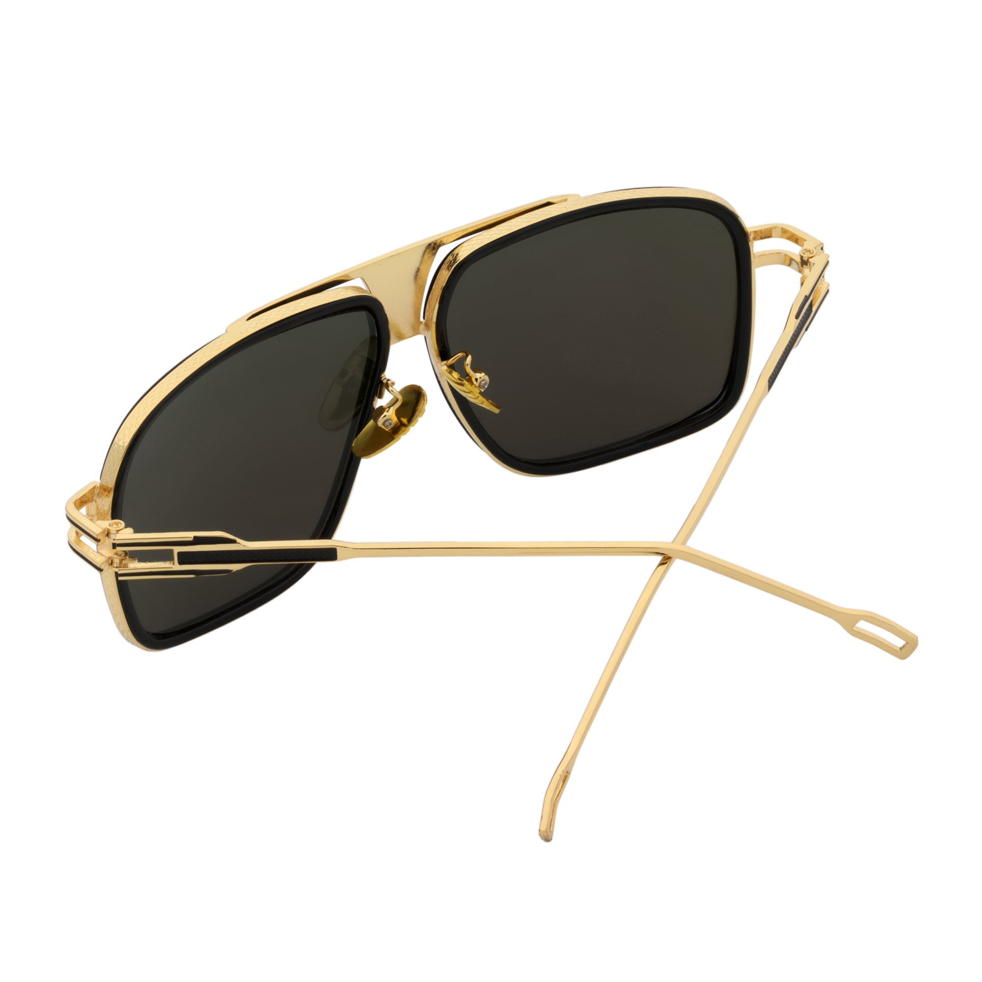 MAC Square Aviator Sunglasses – Black Gold / Silver Mirror