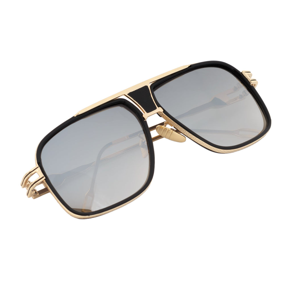 MAC Square Aviator Sunglasses – Black Gold / Silver Mirror