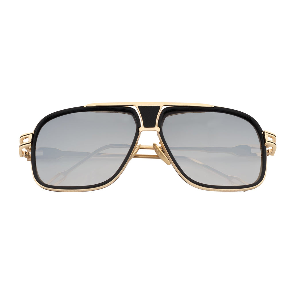 MAC Square Aviator Sunglasses – Black Gold / Silver Mirror