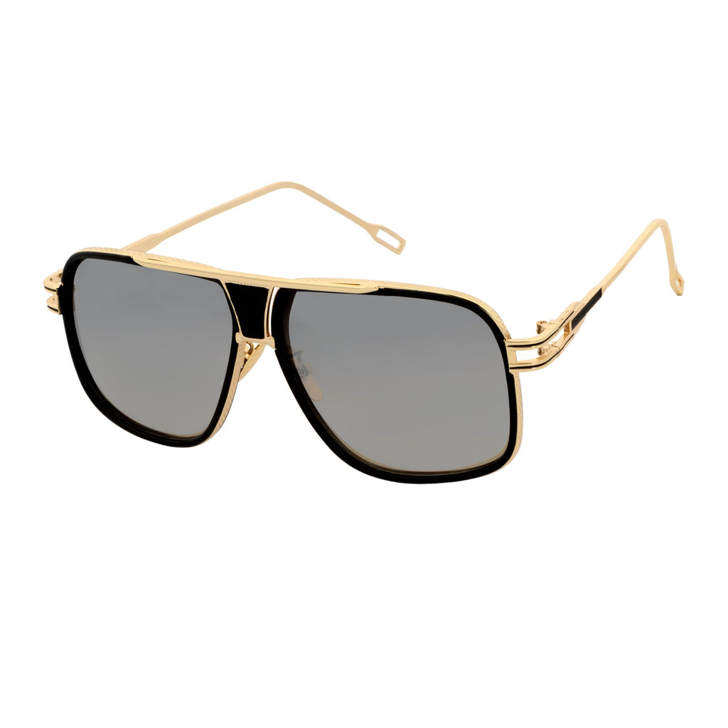 MAC Square Aviator Sunglasses – Black Gold / Silver Mirror