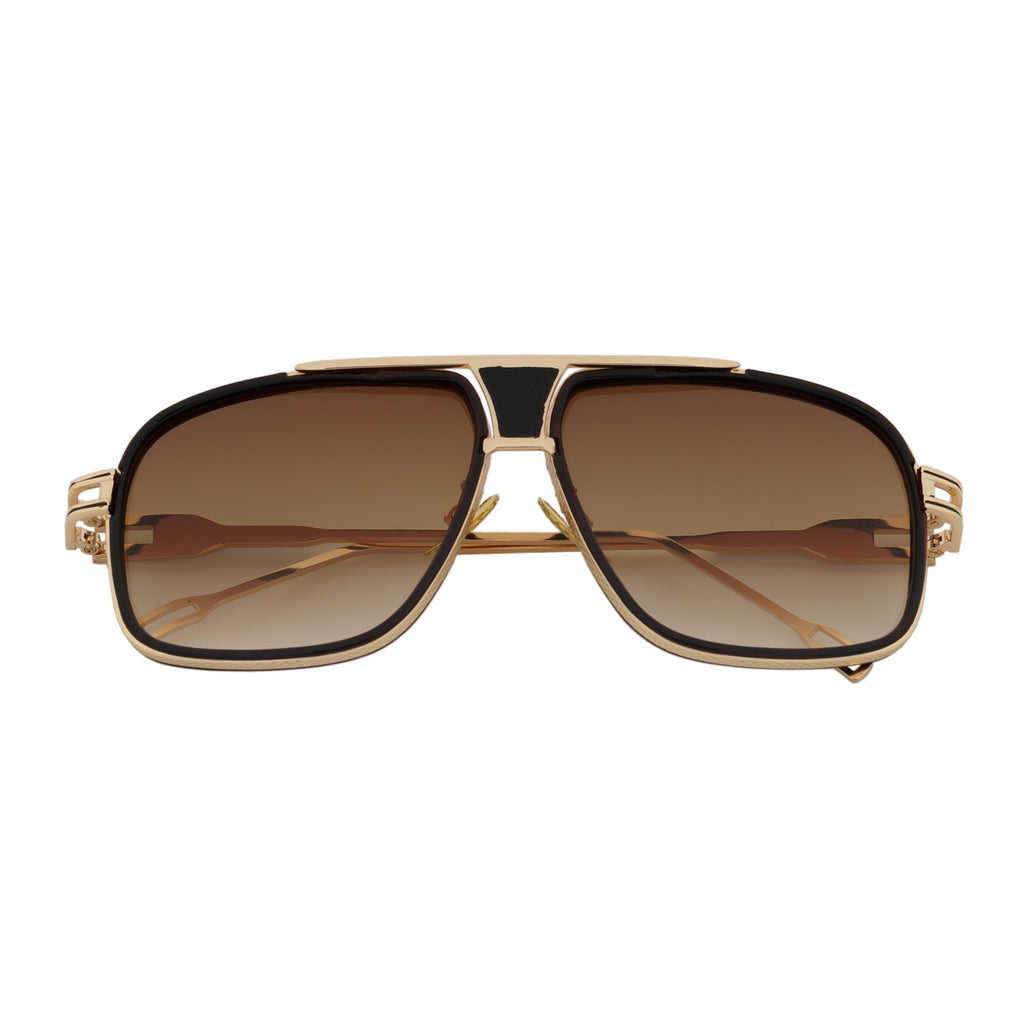 MAC Square Aviator Sunglasses – Brown Gold / Amber Fade