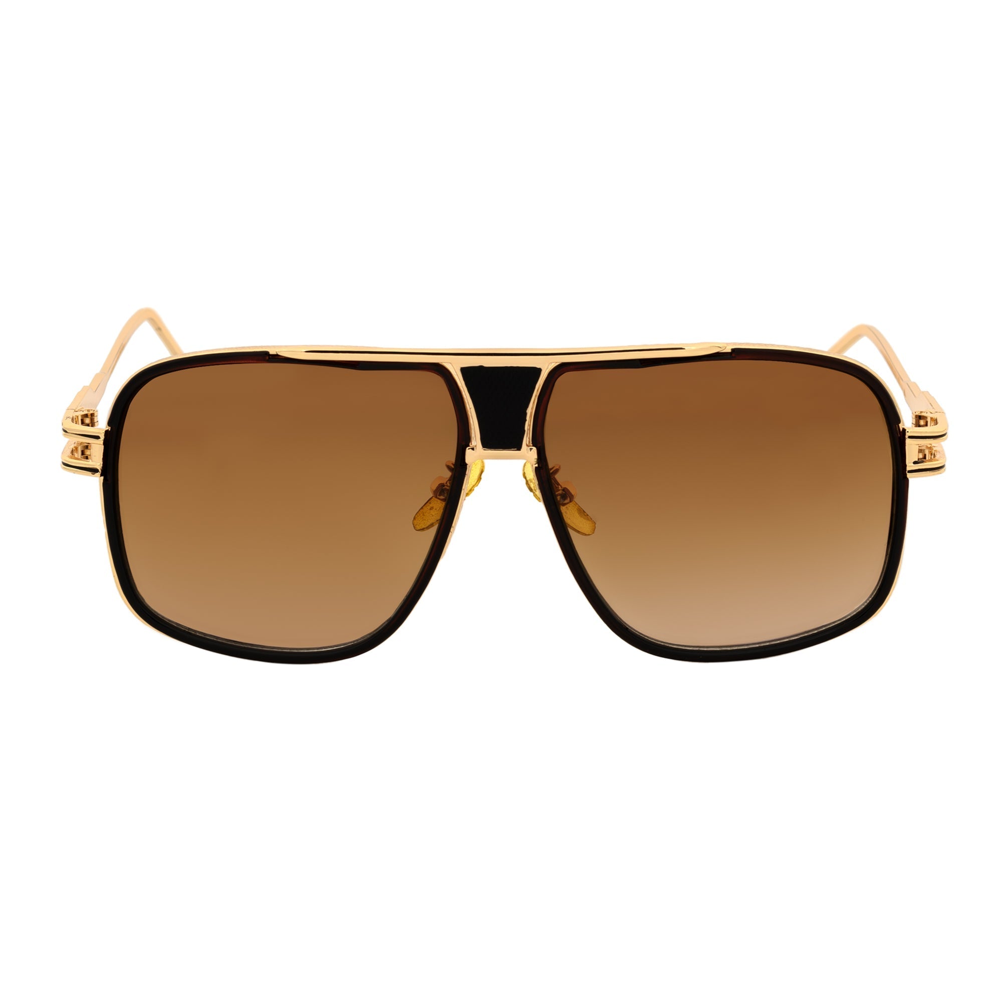 MAC Square Aviator Sunglasses – Brown Gold / Amber Fade