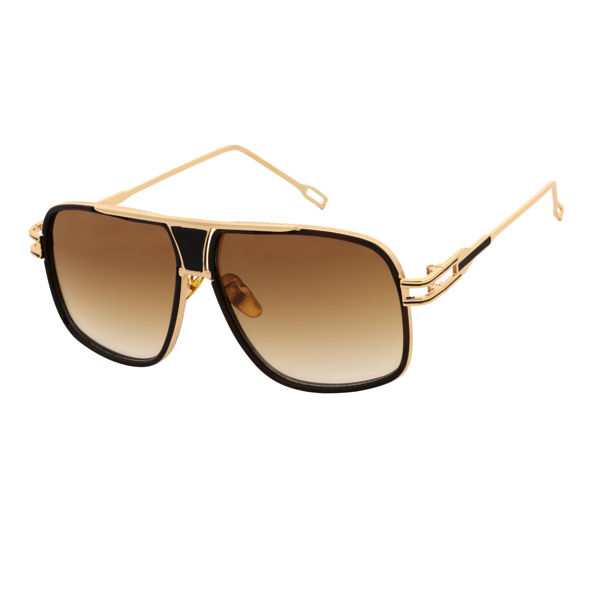 MAC Square Aviator Sunglasses – Brown Gold / Amber Fade