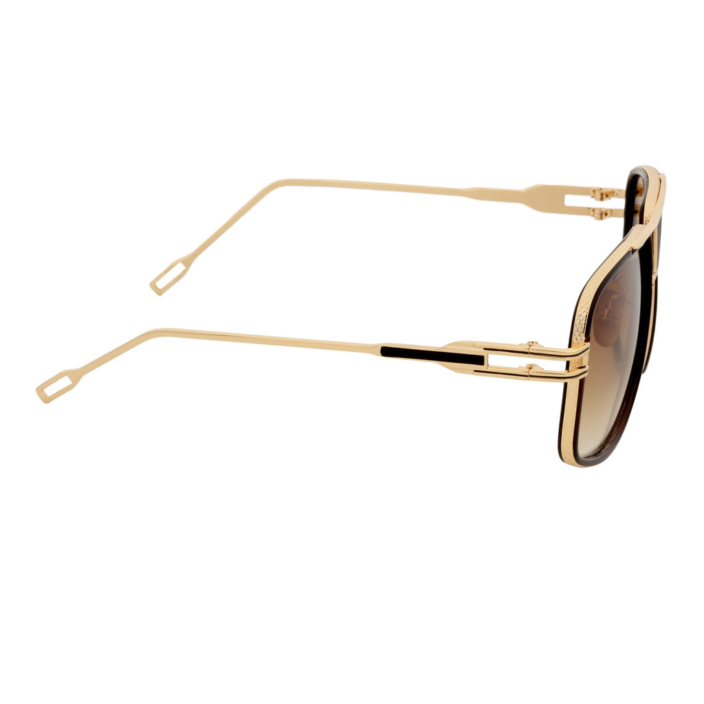 MAC Square Aviator Sunglasses – Brown Gold / Amber Fade