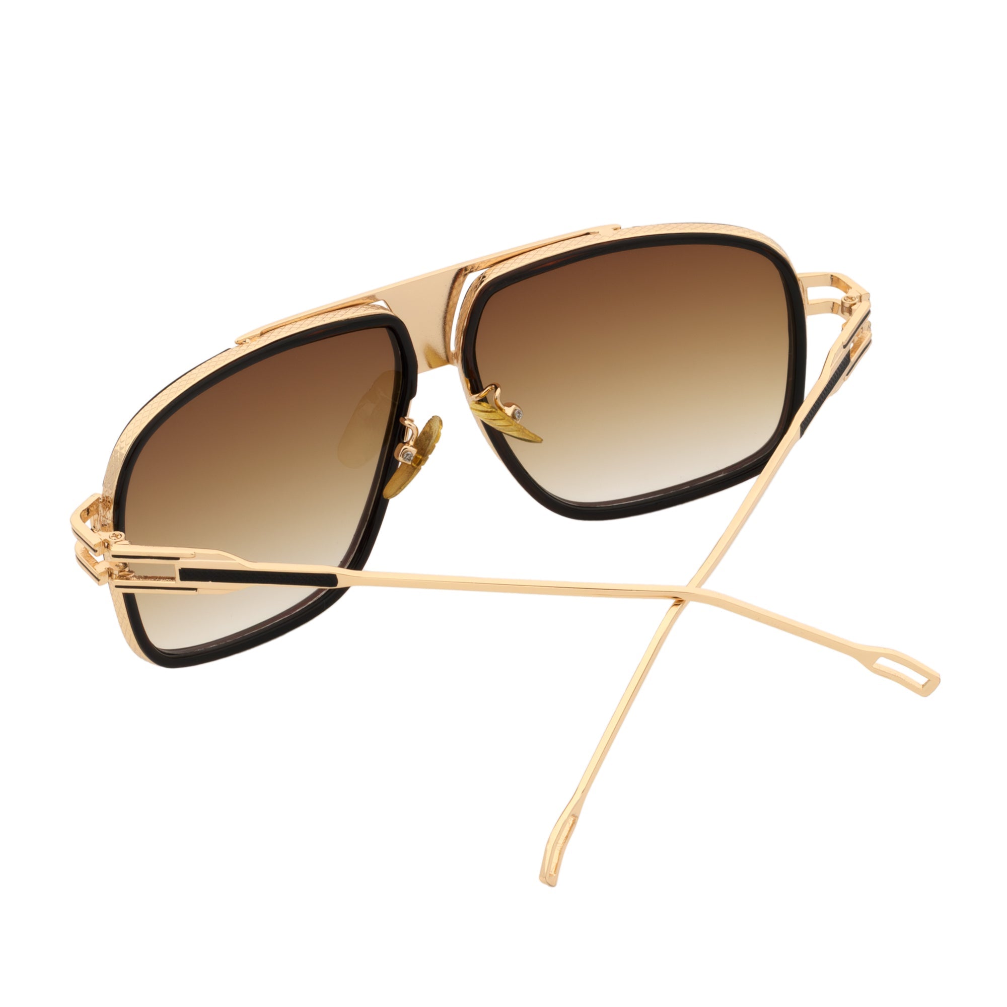 MAC Square Aviator Sunglasses – Brown Gold / Amber Fade