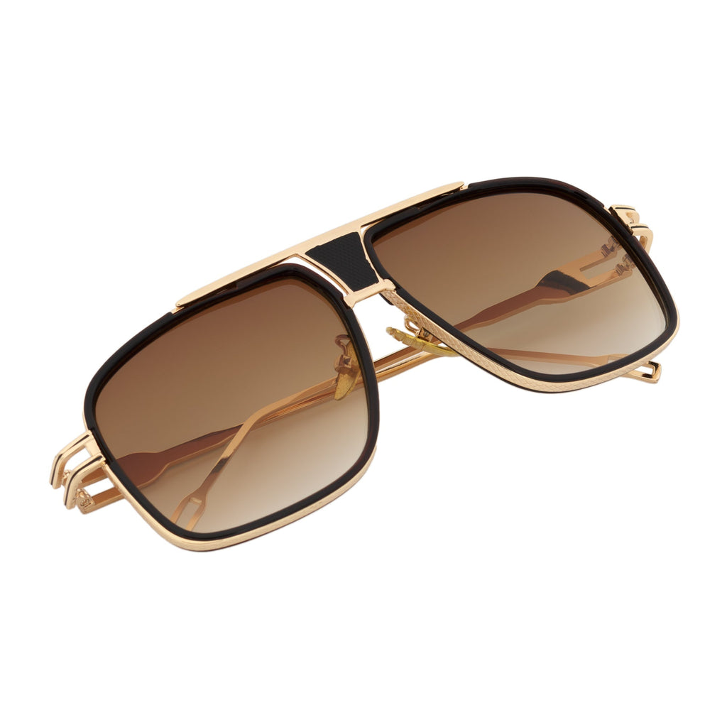 MAC Square Aviator Sunglasses – Brown Gold / Amber Fade