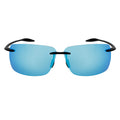 MAUI Rimless Sports Wrap Sunglasses – Black / Blue Mirror
