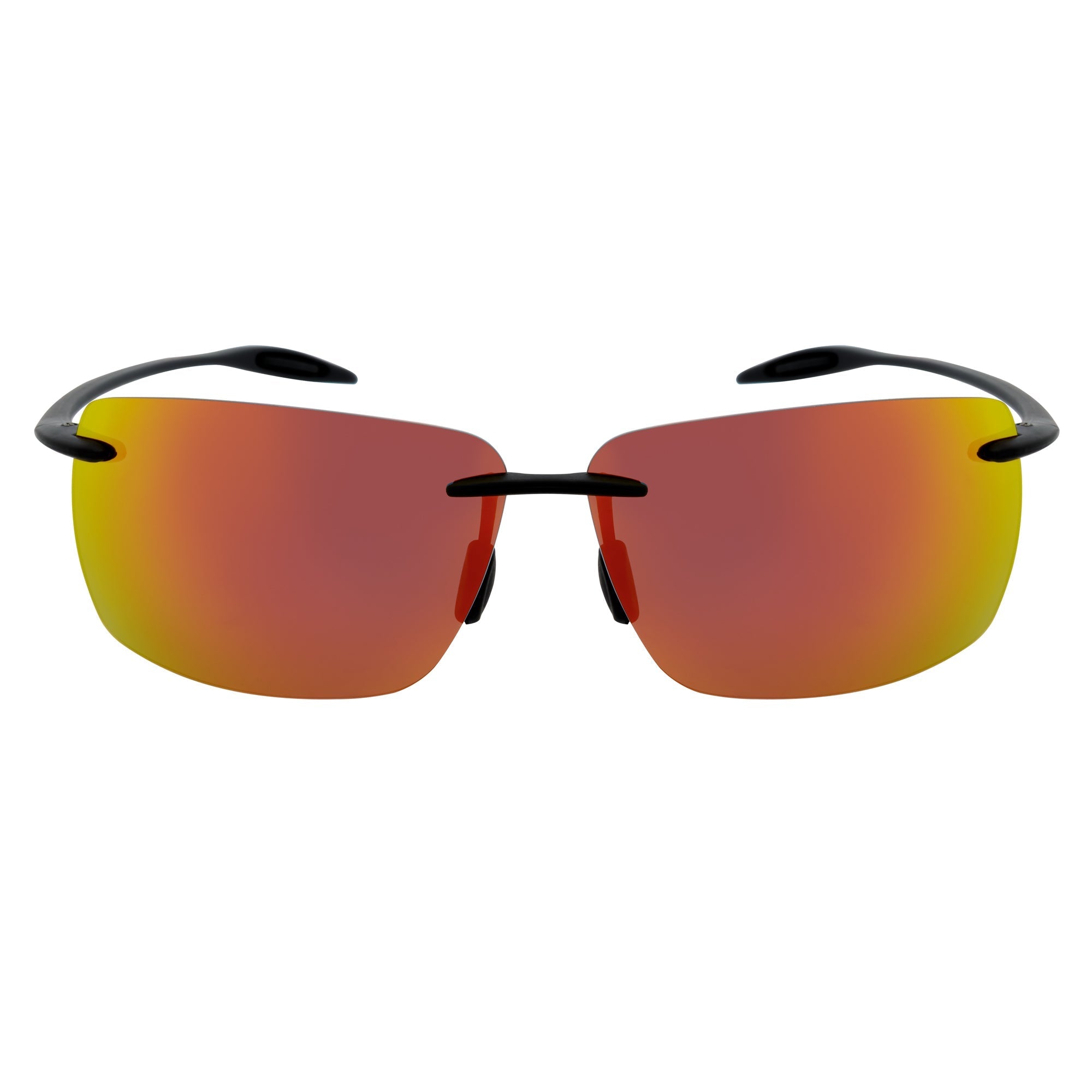MAUI Rimless Sports Wrap Sunglasses – Black / Orange Mirror