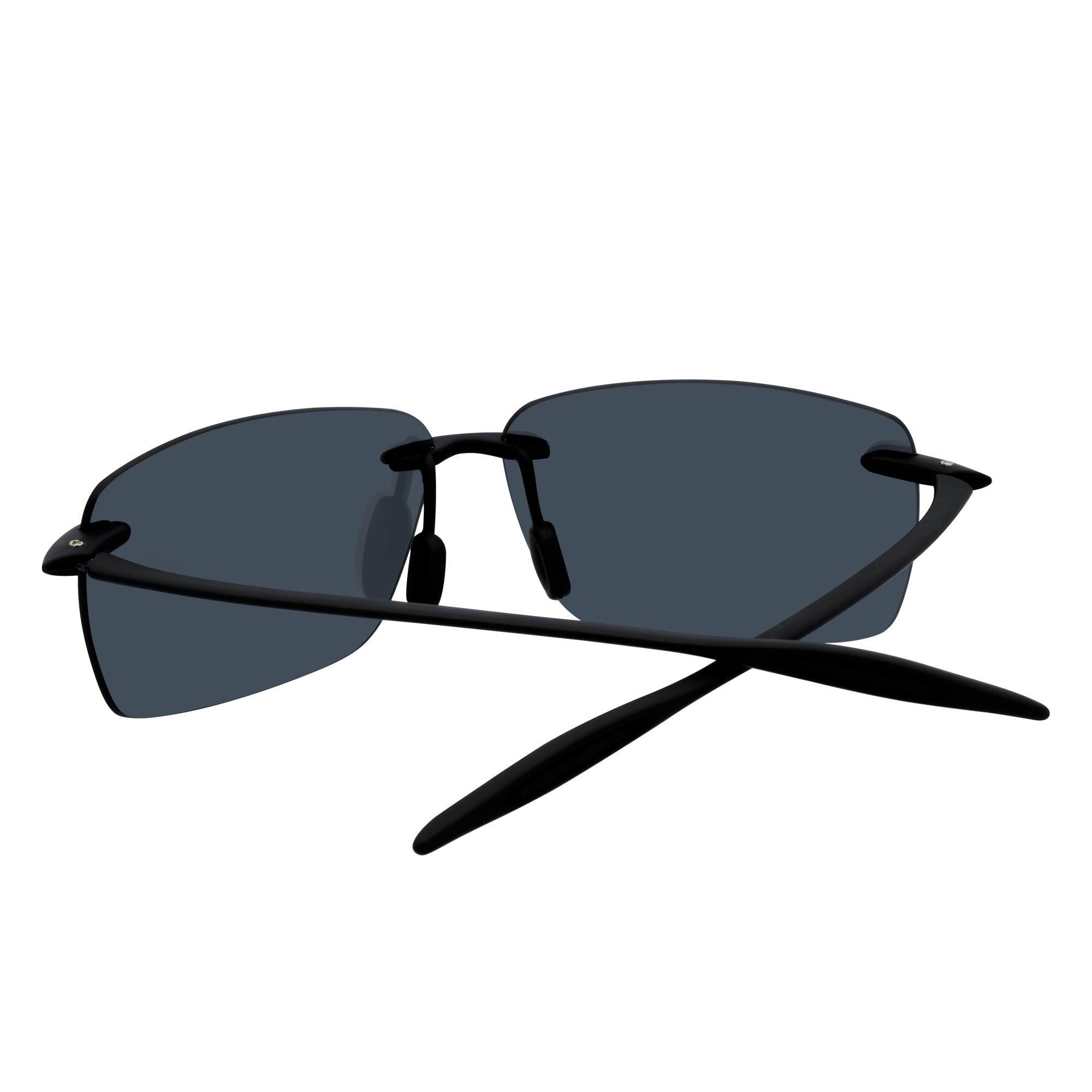 MAUI Rimless Sports Wrap Sunglasses – Black / Silver Mirror