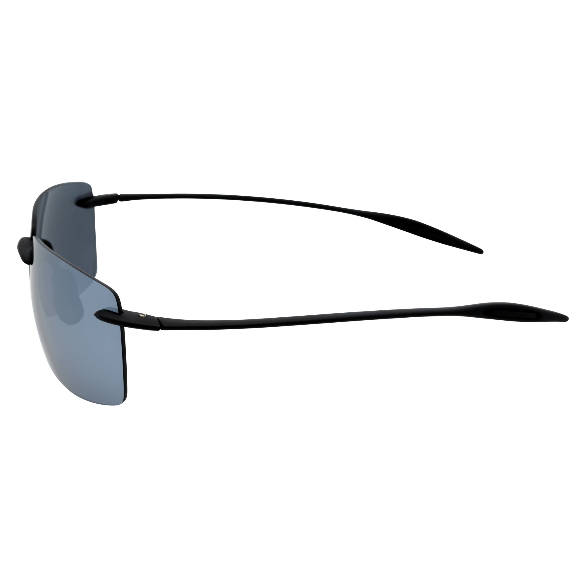 MAUI Rimless Sports Wrap Sunglasses – Black / Silver Mirror