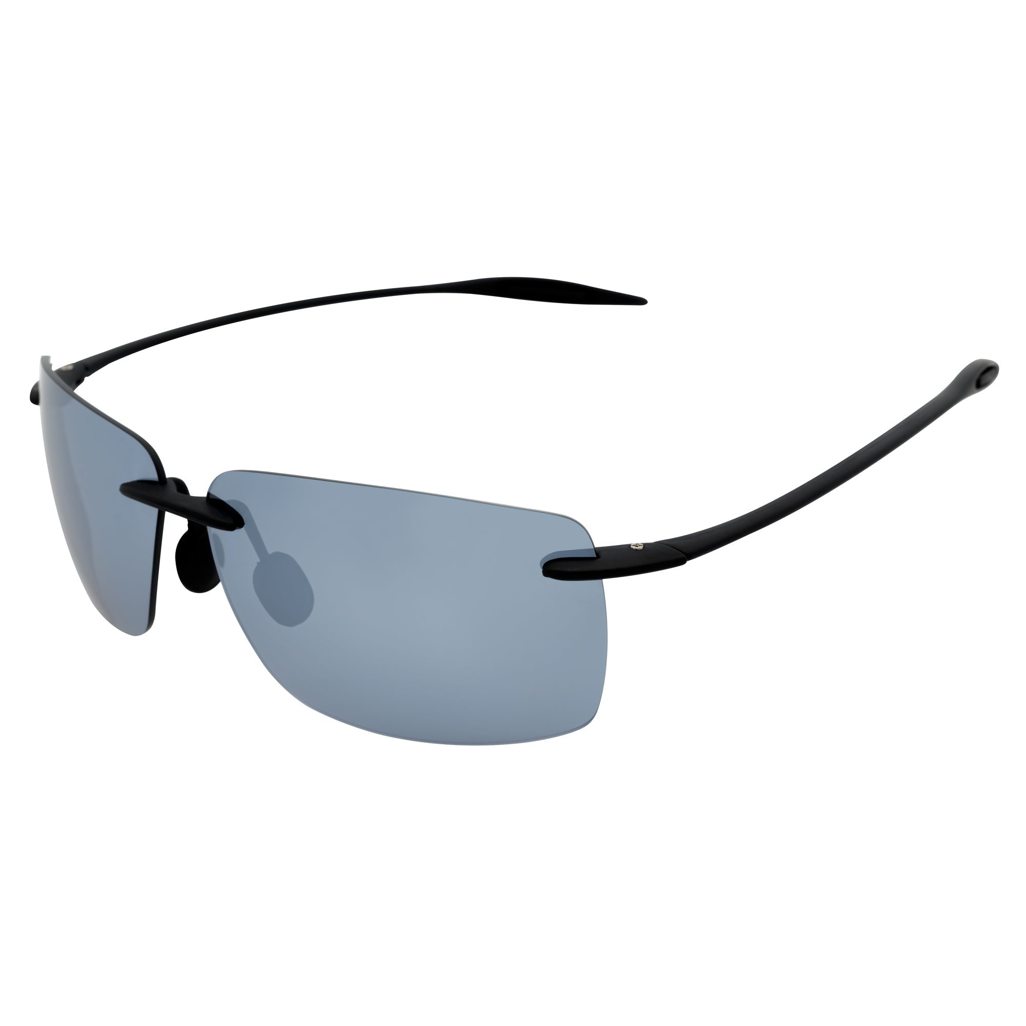MAUI Rimless Sports Wrap Sunglasses – Black / Silver Mirror