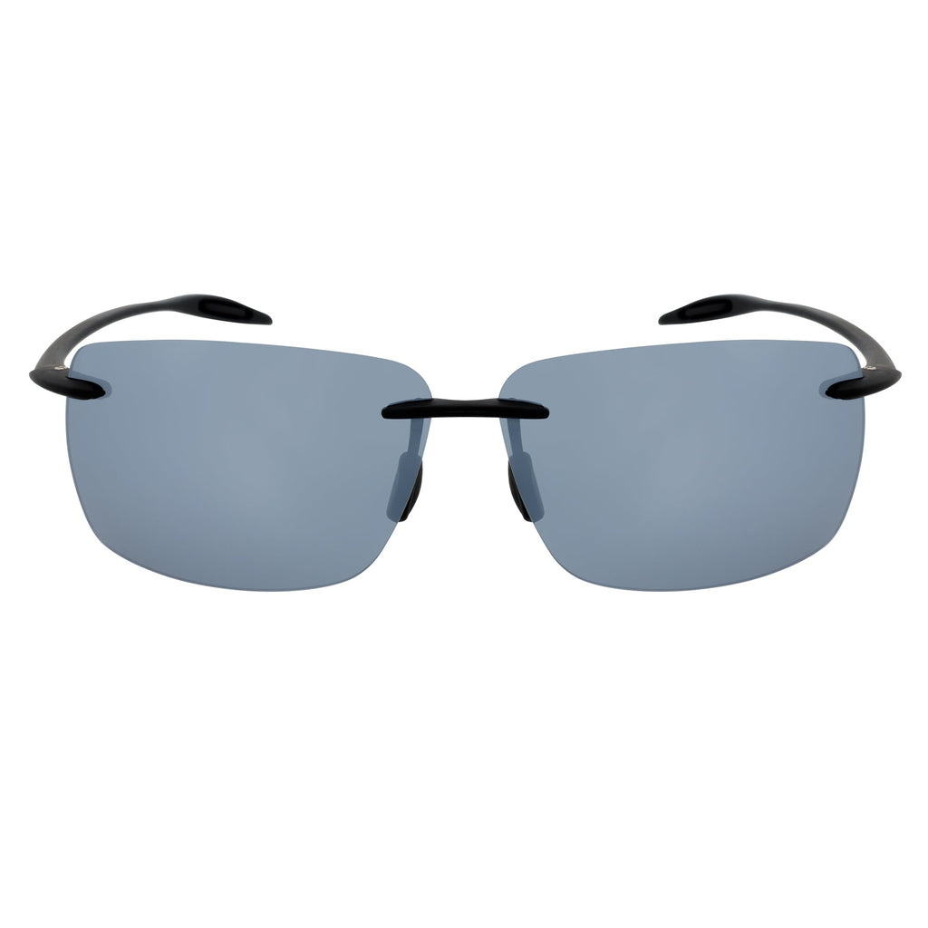 MAUI Rimless Sports Wrap Sunglasses – Black / Silver Mirror